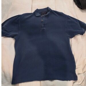 Hathaway Sport Somerset Bay Polo Shirt Blue Silk Cotton Blend Textured Size M